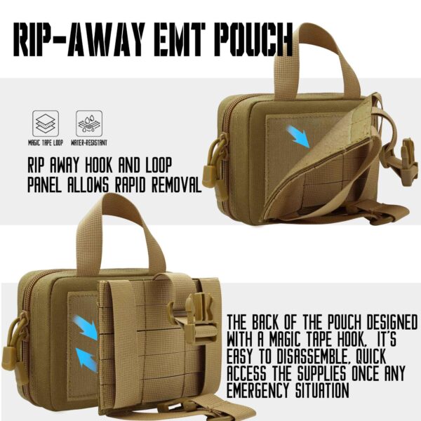 1000D Laser Cut Ifak Pouch, Upgrade Tactical Molle Rip Away EMT First Aid Ifak Pouches Medical Empty Bag for Duty Belt Backpack Vest - Image 7