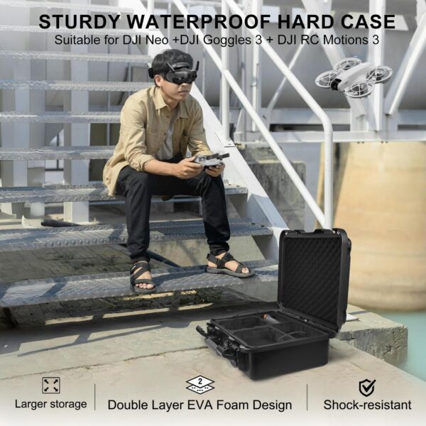 Lekufee Waterproof Hard Carrying Case for DJI Neo Drone,DJI RC 2,DJI RC N3/N2,DJI Goggles 3(NOT for Goggles N3)/2/Goggles Integra,DJI RC Motion 3/2, and Accessories(Case Only) - Image 4