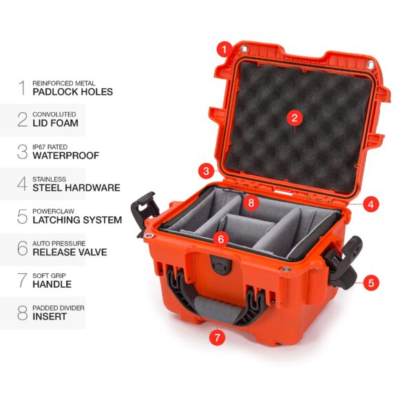 Nanuk 908 Waterproof Hard Case with Padded Dividers - Orange - Image 3
