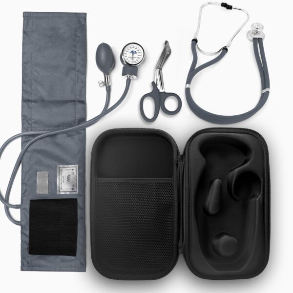 ASA TECHMED Medical Starter Kit - Stethoscope, Durable Blood Pressure Monitor, and EMT Shears and Protective Carrying Case Ideal for Healthcare Professionals, Gray - Image 8