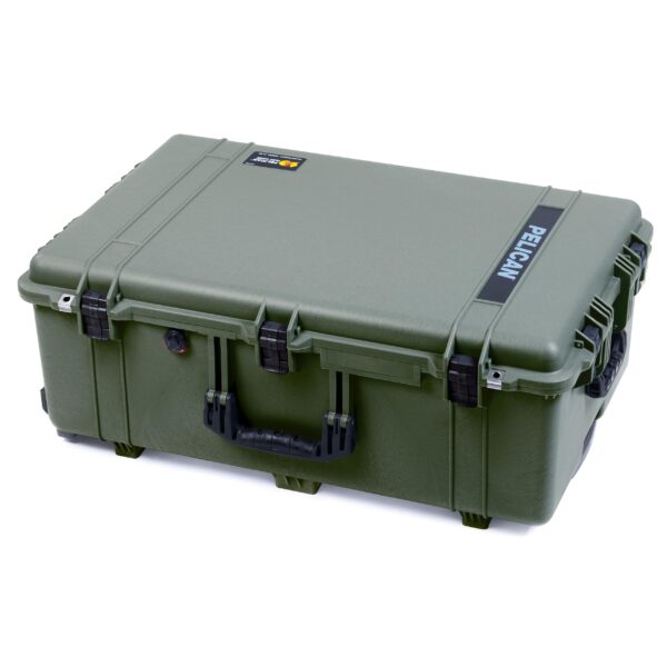 ColorCase Pelican 1650 Case OD Green - Large Sized Waterproof Rolling Case with Grey Padded Dividers & Mesh Lid Organizer - Black Handles & Latches - Image 4