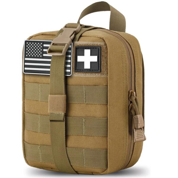 Tactical MOLLE Rip-Away EMT Medical First Aid IFAK Lifesaving Pouch,Outdoor Medical Package,Mountaineering/Climbing Rescue Tools Package Made of 600D Waterproof Fabric (TAN)