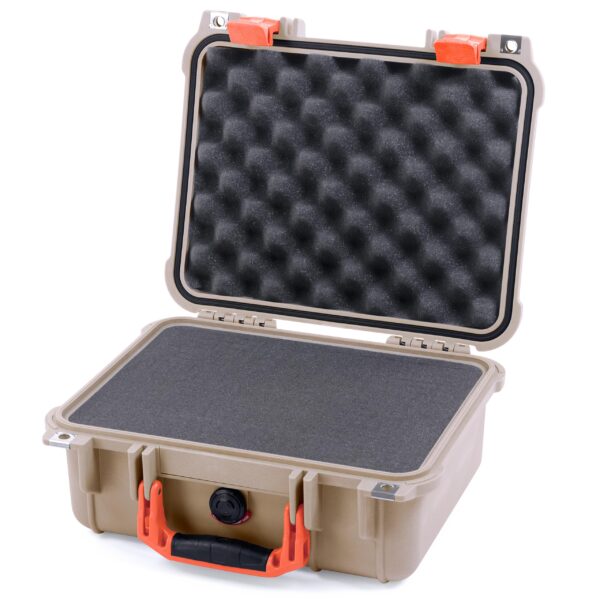 ColorCase Pelican Protector 1400 Case Desert Tan - Medium Size Waterproof Case with Pick & Pluck Foam & Convoluted Lid Foam - Orange Handles & Latches - Image 3