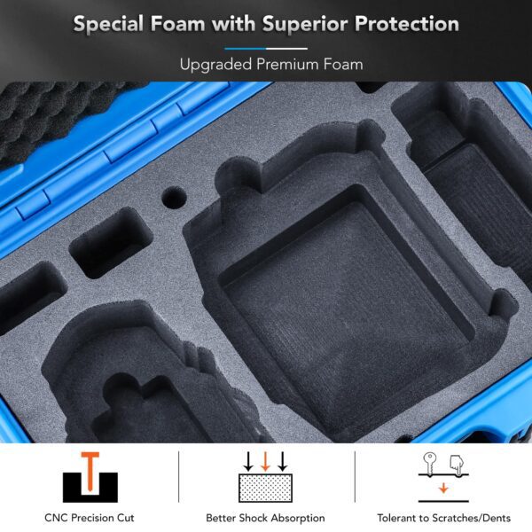 Lykus Titan MM410 Waterproof Hard Case (Blue) for DJI Mini 4 Pro/Mini 3/Pro and DJI RC 2/RC/RC-N2/N1, Support 7 batteries and RC lanyard [CASE ONLY] - Image 7