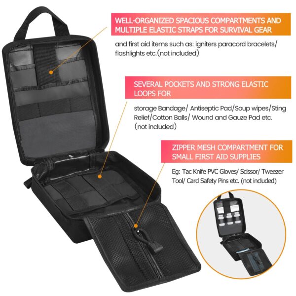 Haafoo Medical Molle Pouch Tactical - 1000D Nylon First Aid Pouch, Big Capacity EMT Pouch Utility, Heavy Duty Military Grade Rip-Away Ifak Pouch for Home and Outdoor Activities（Bag Only - Image 7