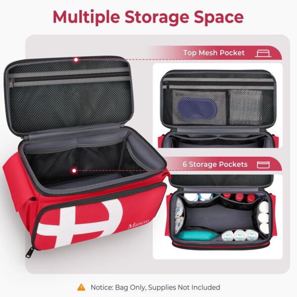 Mancro First Aid Bags Empty, Medical Travel Bag with Multi Pockets, Pill Bottle Organizer for Travel, Home Storage, Trauma Bag for EMT, Nurses, Doctor, Emergency Bag for Medicine, Medical Supplies - Image 8