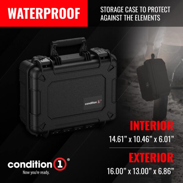Condition 1 16" Medium Hard Case Lockable Storage Box, Model 179, Waterproof Travel Plastic Case, Protective Luggage for Camera, Tactical Gear IP67, Made in USA, 16"x13"x6.86" Black - Image 6