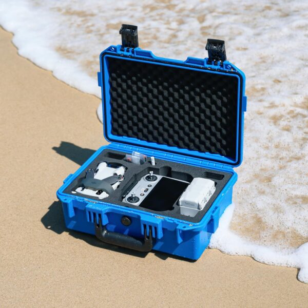Lykus Titan MM410 Waterproof Hard Case (Blue) for DJI Mini 4 Pro/Mini 3/Pro and DJI RC 2/RC/RC-N2/N1, Support 7 batteries and RC lanyard [CASE ONLY] - Image 4