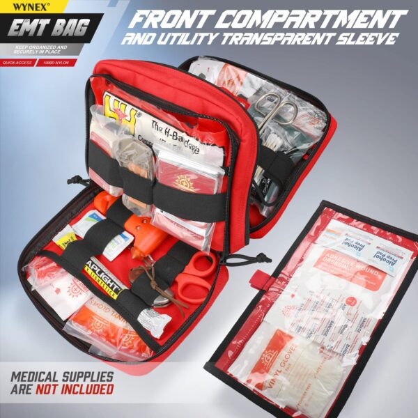 WYNEX Tactical Large Admin Pouch of Double Layer Design, Molle EDC EMT Utility Pouch with Map Sleeve Modular Tool Pouch Large Capacity Flag Patch Included Red - Image 6