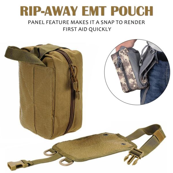 Tactical MOLLE Rip-Away EMT Medical First Aid IFAK Lifesaving Pouch,Outdoor Medical Package,Mountaineering/Climbing Rescue Tools Package Made of 600D Waterproof Fabric (TAN) - Image 7
