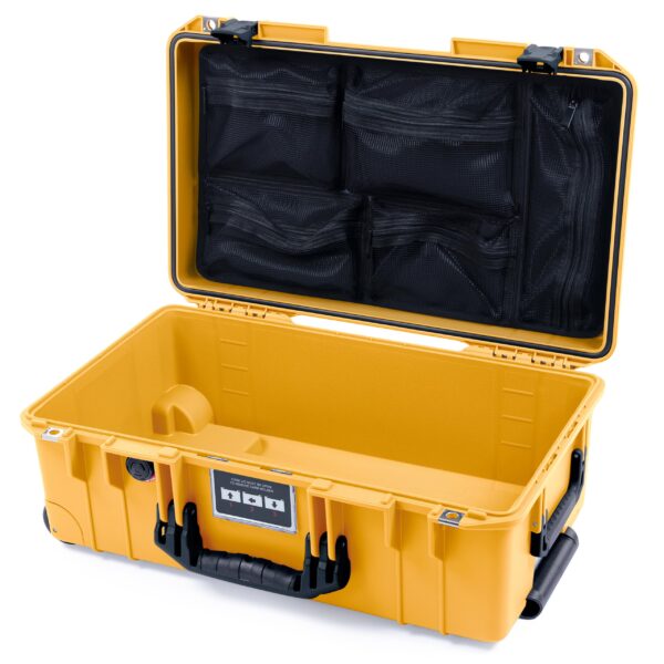 ColorCase Pelican Air 1535 Carry-on Case Yellow - Medium Size Waterproof Case with Mesh Lid Organizer Only - Black Handles & Latches