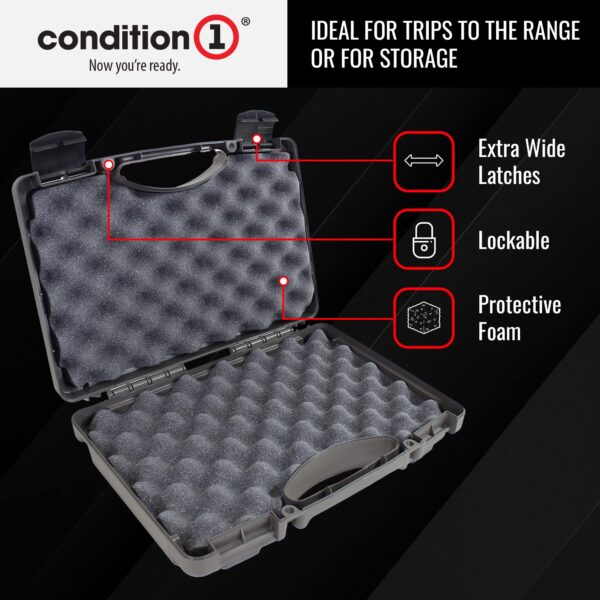 Condition 1 14" Economy Plastic Hard Case Model 1763 for Handgun, Revolver, Firearm, Pistol Lockable Protective Travel Storage Case, Made in USA, 14"x10.32"x3.57" Gun Metal Gray - Image 3