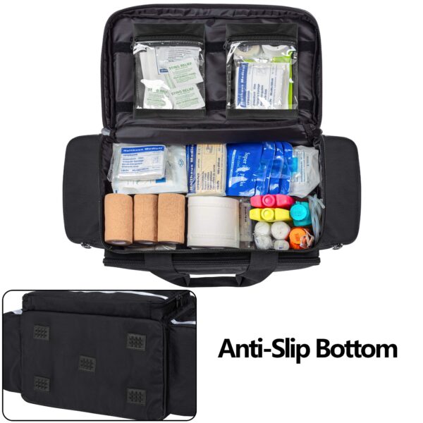 Trunab First Aid Bag Empty Medical Duffel Bag First Responder Trauma Bag Storage Bag with Inner Dividers and No-scratch Bottom, Ideal for EMT, EMS, Paramedics, Bag Only, Black - Image 5