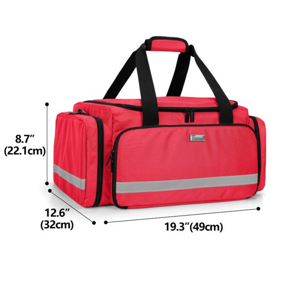 Trunab First Responder Bag Empty, Professional Medical Supplies Bag First Aid Kits Bag with Inner Dividers for Home Health Nurse, Community Care, EMT, EMS, Bag Only, Red - Patented Design - Image 2