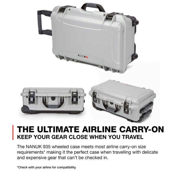 Nanuk Wheeled Series 935 Lightweight NK-7 Resin Waterproof Protective Case and Padded Divider - Silver - Image 4