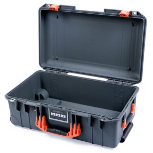 ColorCase Pelican Air 1535 Carry-on Case Graphite - Medium Size Waterproof Case (Case Only) - Orange Handles Latches