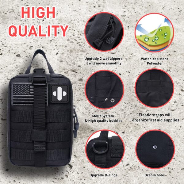 MEQI Medical MOLLE Tactical Pouch, EMT First Aid IFAK Rip-Away Utility Pouch for Camping Hunting Hiking Home Car and Adventures Red - Image 6