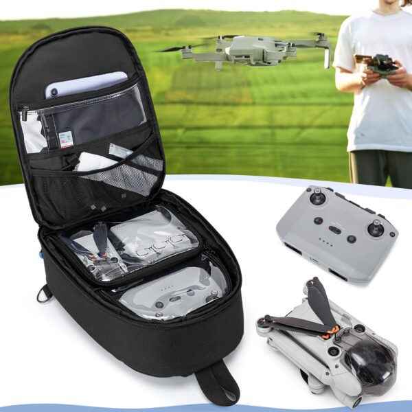 PGmoon Carrying Case Compatible with DJI Mini 3 / Mini 4 Pro, Sling Travel Drone Carrying Case with Multi-Pockets for RC Controller, Charging Hub and More Accessories (Patent Design) - Image 2