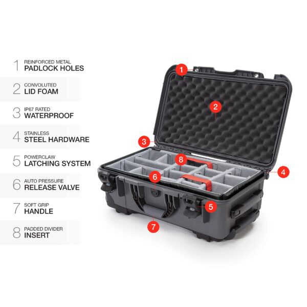 Nanuk Wheeled Series 935 Lightweight NK-7 Resin Waterproof Protective Case and Padded Divider - Graphite - Image 6