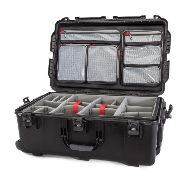 Nanuk Wheeled Series 963 Waterproof Hard Case with Lid Organizer and Padded Dividers, Black