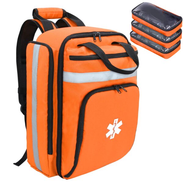 Cosell First Aid Bag Empty,EMS,EMT,Emergency Trauma Doctor Bag,First Aid Kit For Car,Home,Hiking,Camping and Travel (Orange)