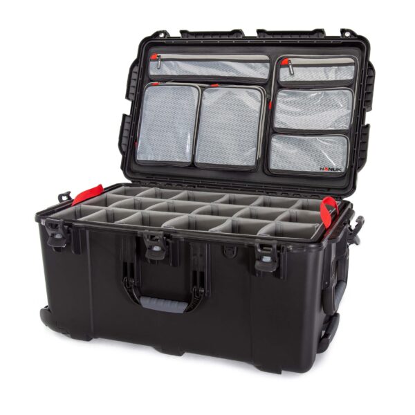Nanuk 965 Waterproof Carry-On Hard Case with Lid Organizer and Padded Divider w/ Wheels - Black