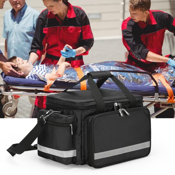 Medical Bag Empty Emergency Bag First Responder Bag First Aid Bag Home Health Nurse Bag Empty First Aid Storage Bag with Detachable Divider Medical Supplies Bag Emergency Responder Trauma Bag - Image 4