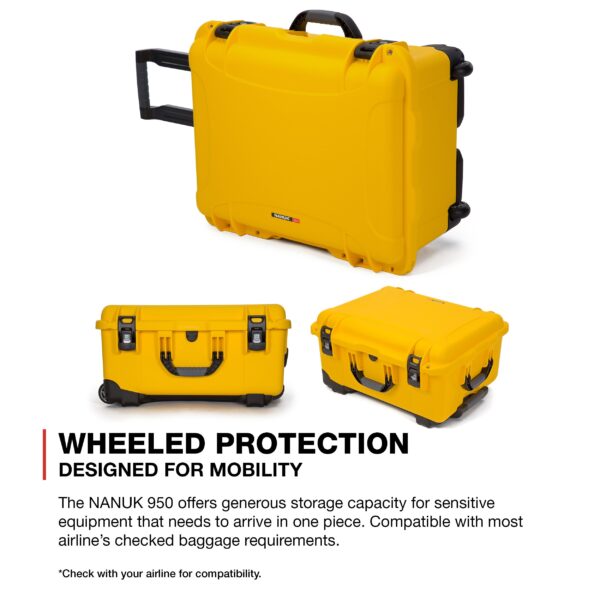 Nanuk 950 Waterproof Hard Case with Wheels and Padded Divider - Yellow - Image 3