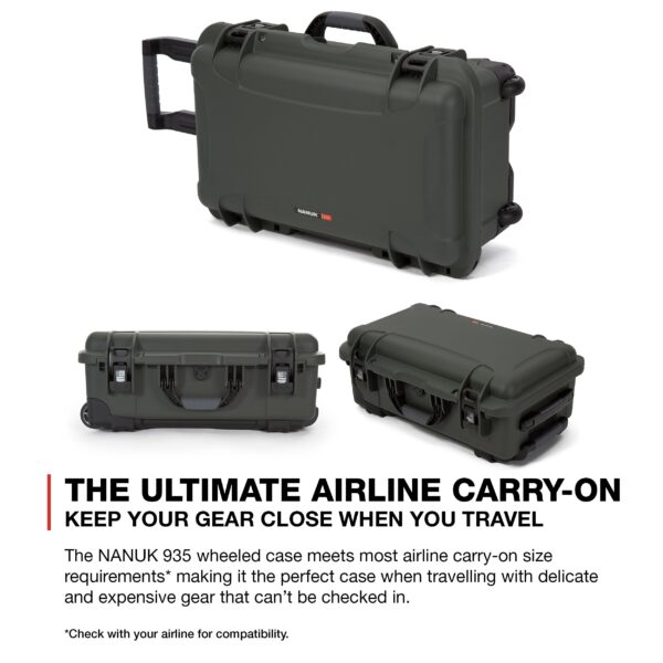 Wheeled Series 935 Lightweight NK-7 Resin Waterproof Protective Case with Foam Insert and Lid Organizer - Olive - Image 7