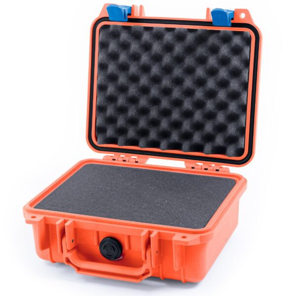 ColorCase Pelican Protector 1200 Case Orange - Small Size Waterproof Case with Pick & Pluck Foam & Convoluted Lid Foam - Blue Latches - Image 3