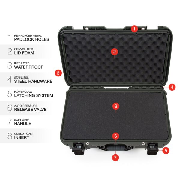 Nanuk Wheeled Series 935 Lightweight NK-7 Resin Waterproof Protective Case and Foam Insert - Olive - Image 5