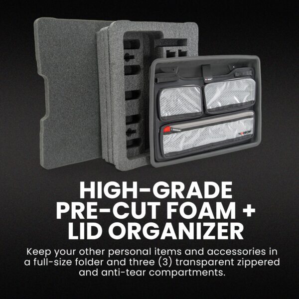 18" NANUK 933 Hard Case with Custom Foam Insert for Five 5 UP Full-Frame Sporting Gear and Lid Organizer – IP67 Waterproof 5 UP Gear Case Storage, Made in North America – Black (19.9” x 16.1” x 10.1”) - Image 4