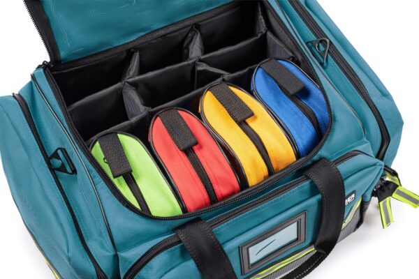 Scherber Fully-Stocked First Responder Professional Advanced EMT/EMS Trauma Kit | HSA/FSA Approved | Reflective Bag w/10+ Compartments, Zippered Pockets & 250+ First Aid Supplies (Blue) - Image 5