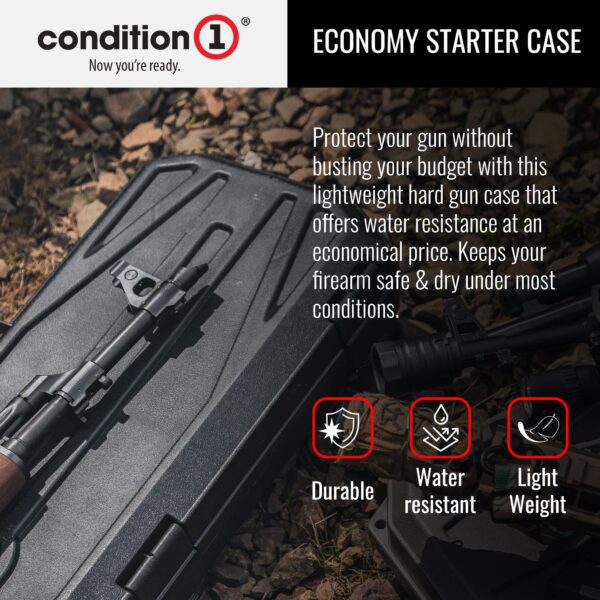 Condition 1 48" Economy Single Scope Long Hard Plastic Rifle Gun Carrying Case Model 633 with Foam, Water Resistant, Made in USA, 48.50"x12"x4.25" Black - Image 4
