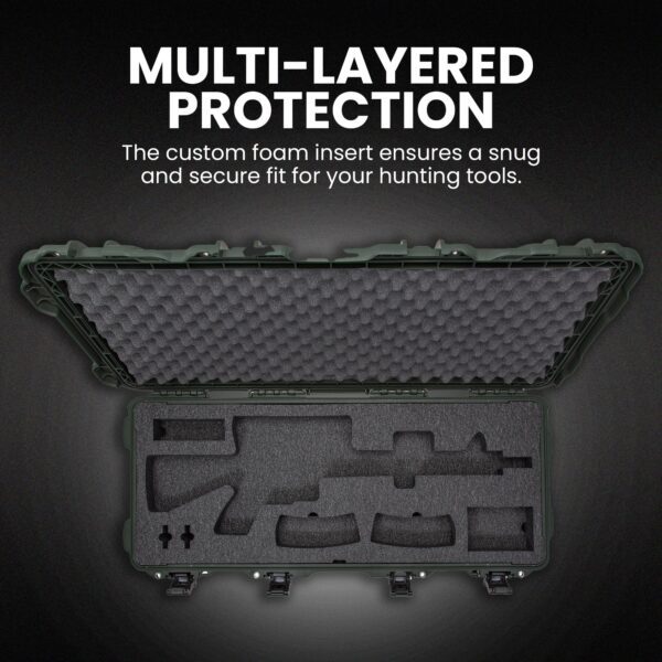 Nanuk 985 Hard Case 40” with Wheels & Custom Fit Foam Insert, IP67 Waterproof & Crushproof, Rugged Construction for Ultimate Protection, Made in Canada – Olive (39.7” x 17.3” x 6.6”) - Image 7