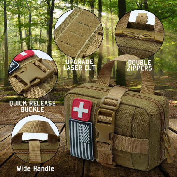1000D Laser Cut Ifak Pouch, Upgrade Tactical Molle Rip Away EMT First Aid Ifak Pouches Medical Empty Bag for Duty Belt Backpack Vest - Image 4