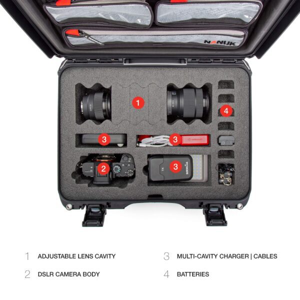 Nanuk 925 Waterproof Carry-on Hard Case with Lid Organizer and Padded Divider - Graphite - Image 4