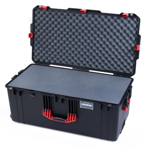 Pelican Air 1646 Case by ColorCase - Black - Large Size Waterproof Case with Pick & Pluck Foam & Convoluted Lid Foam - Red Handles & Latches