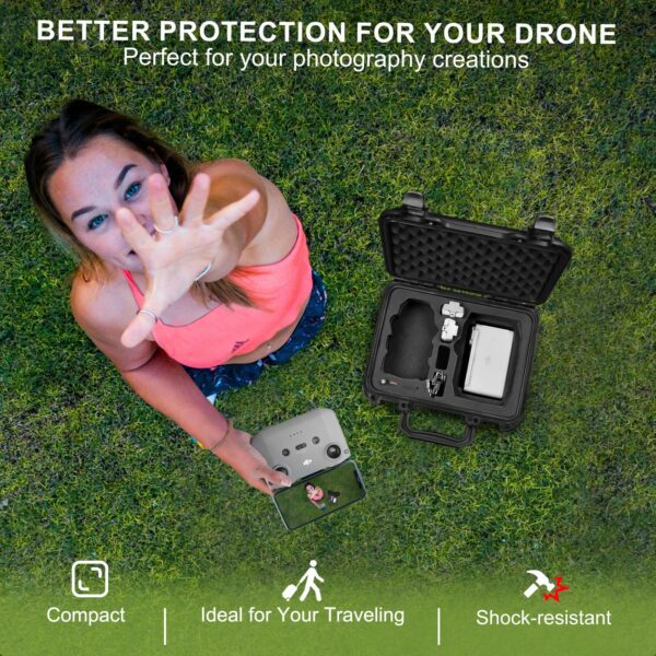 Lekufee Portable Travel Waterproof Hard Case Compatible with DJI Mini 2 SE/DJI Mini 2 Drone/DJI Mini 4K and DJI Mavic Mini 2 Drone Accessories(CASE ONLY) - Image 3