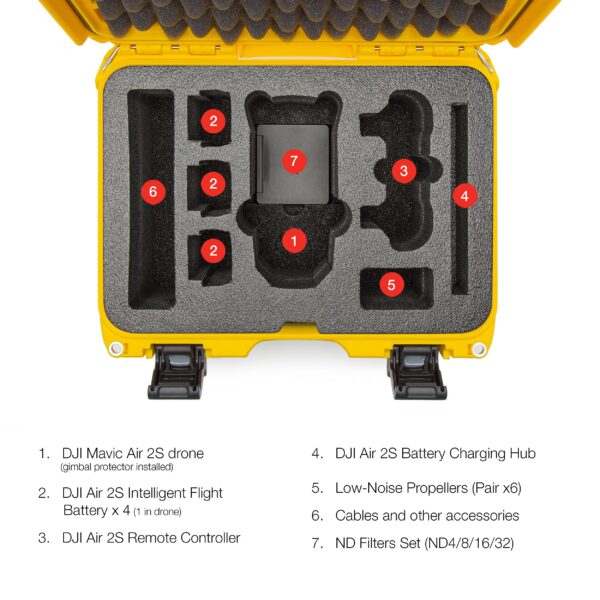 Nanuk Waterproof Hard Case with Foam Insert for DJI Air 2S Fly More Combo - Yellow 915-MAVIA2S4 - Image 3