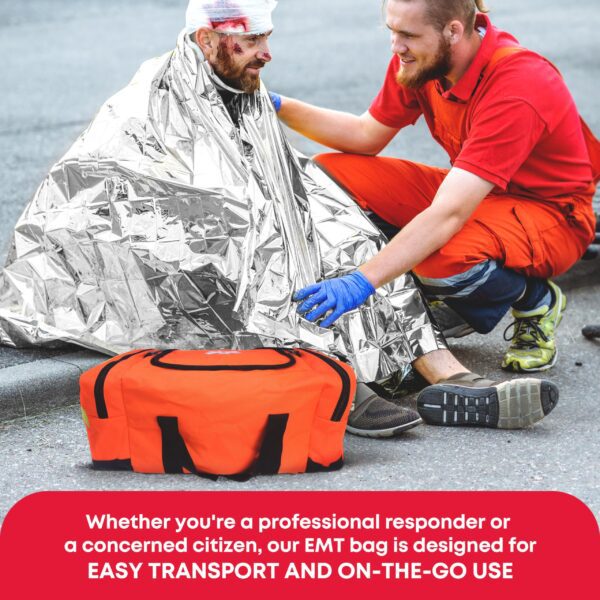 Ever Ready First Aid Filled Large Medic First Responder EMT Trauma Bag, Stocked First Aid Trauma Kit (Orange) - Image 2
