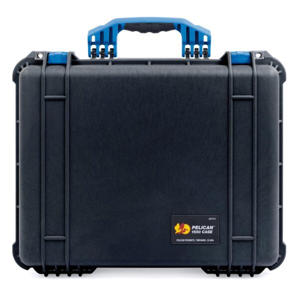 ColorCase Pelican 1550 Case Black - Medium Size Waterproof Case with Pick & Pluck Foam Set & Convoluted Lid Foam - Blue Handles & Latches - Image 2