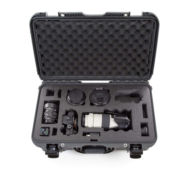 Nanuk 935 Waterproof Carry-On Hard Case with Custom Foam Insert for Sony a7R Size Camera w/Wheels - Graphite - Image 3