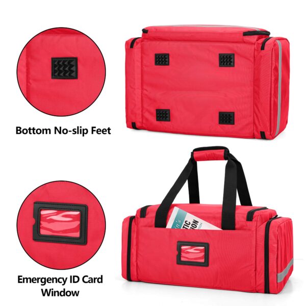 Trunab First Responder Bag Empty, Professional Medical Supplies Bag First Aid Kits Bag with Inner Dividers for Home Health Nurse, Community Care, EMT, EMS, Bag Only, Red - Patented Design - Image 5